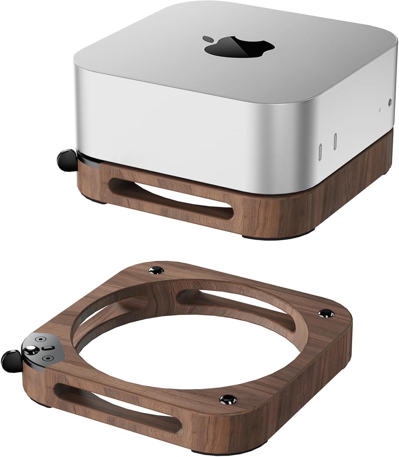 Mac Mini M4 Compatible Wooden Stand with Easy Switch