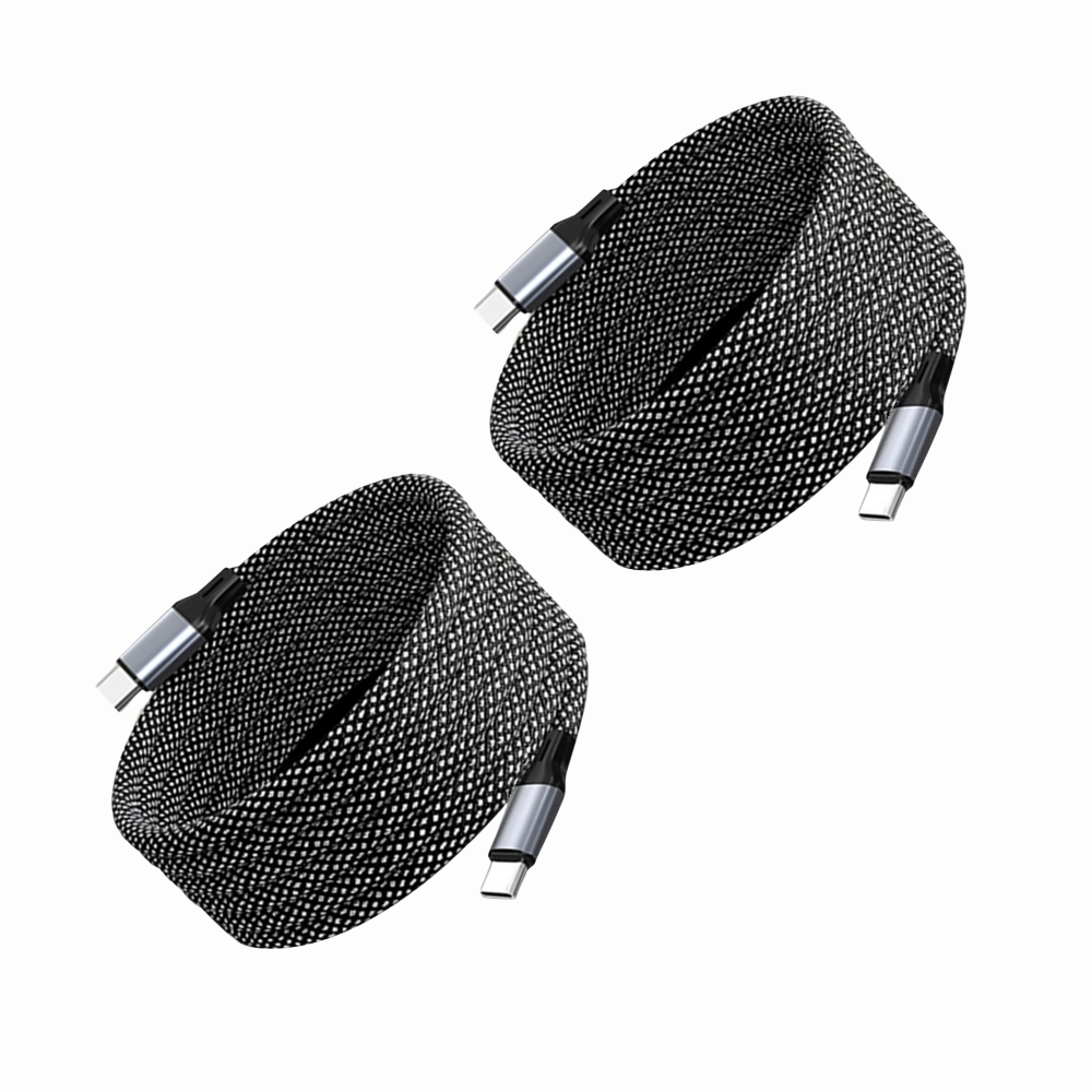 Braided Magnetic 2 Pack USB C to USB C 65W Charging Cable - Grey