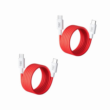 AIRBONE Magnetic Braided Cable USB-C to USB-C Charging Cable Easily Foldable Loop with Flexible Magnet Coil up to 240W PD3.1 Fast Charging 480Mbps Data Transfer (1m) - 2 Pack (Red)