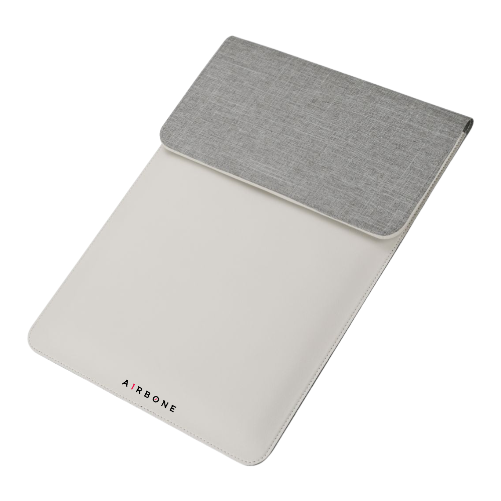 Compact Laptop Sleeve/Case with Built-in 20W USB-C Wireless Charger for 3 Devices. Use as 5-in-1 Sleeve (fits up to 15" MacBook Pro), Mouse pad, mat, Wireless Charger & Accessory Pocket  - Beige