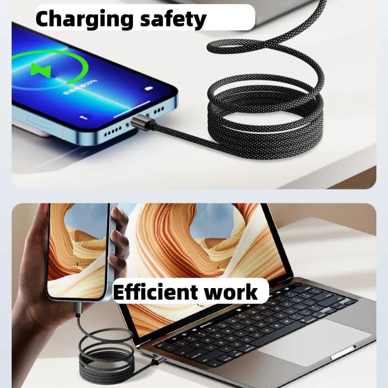 AIRBONE Grey Magnetic Braided Cable USB-C to USB-C Charging Cable | Easily Foldable Loop | Flexible Braided Magnet Coil | Power Delivery Up to 65W Max and 480Mbps Data Transfer Speed (1 Unit of 1M)