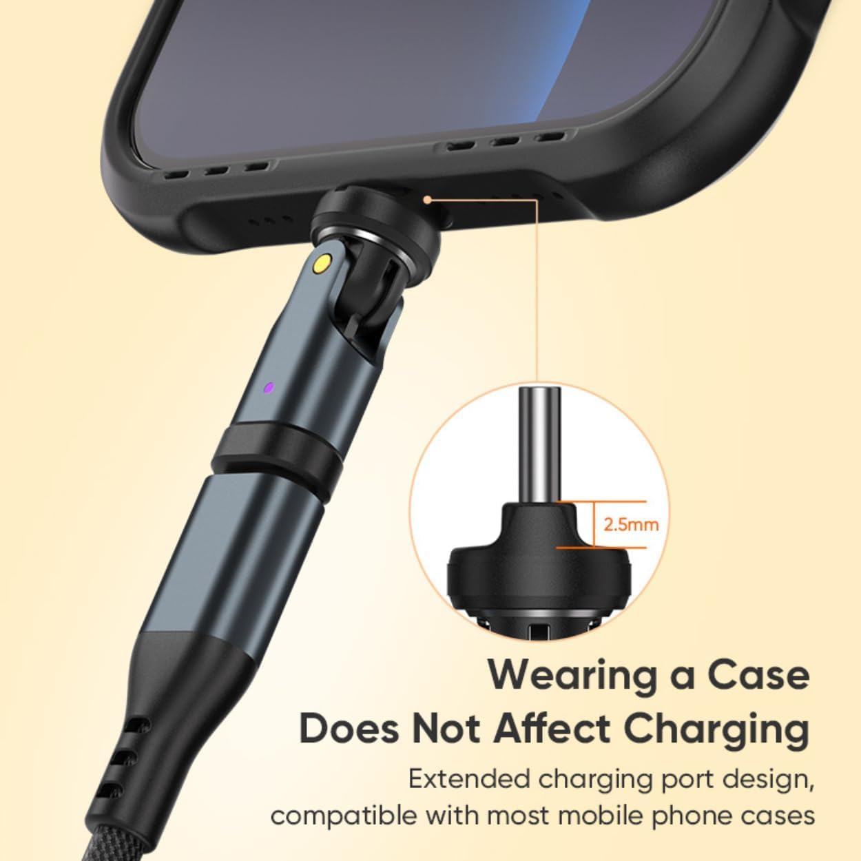 AIRBONE Plug N' Rotate (2 Pack) USB-C to USB-C Adapter with All Direction 540° Rotation with up to 240W Fast Charging Support - Non Detachable Compact Elbow Design - Grey