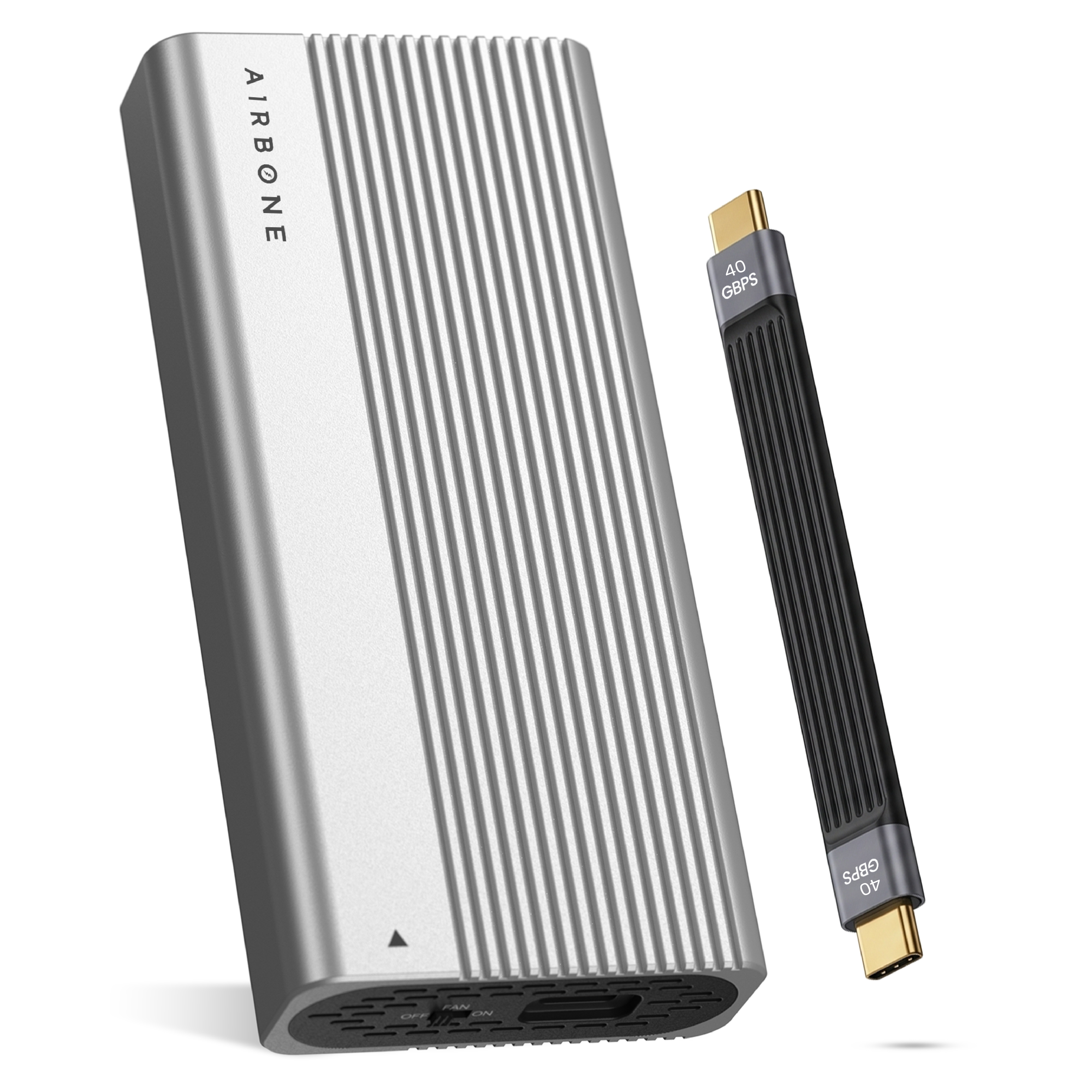 AIRBONE 40Gbps Thunderbolt 4 M.2 NVMe SSD Enclosure with Fan