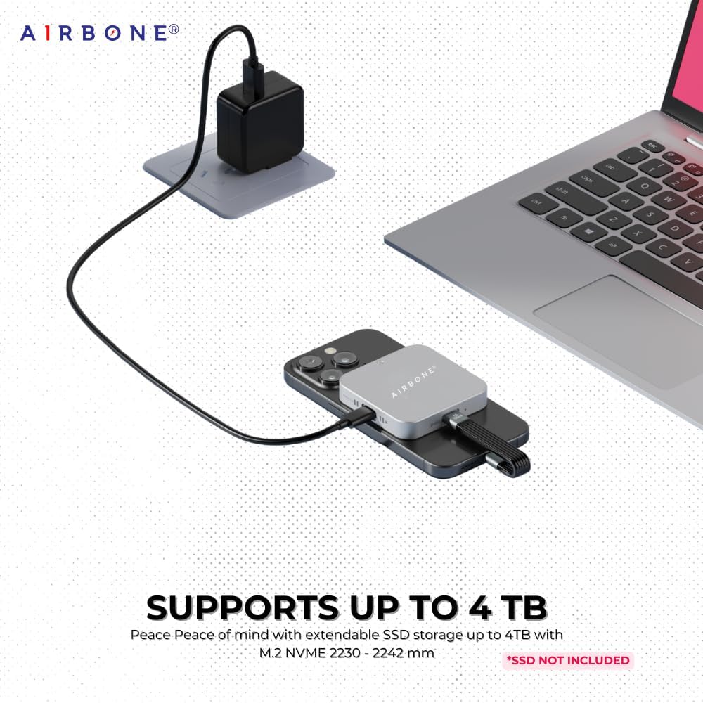 M3NF - 100W Charging Port Enabled SSD Enclosure with Magnet and Fan up to 10Gbps Speed