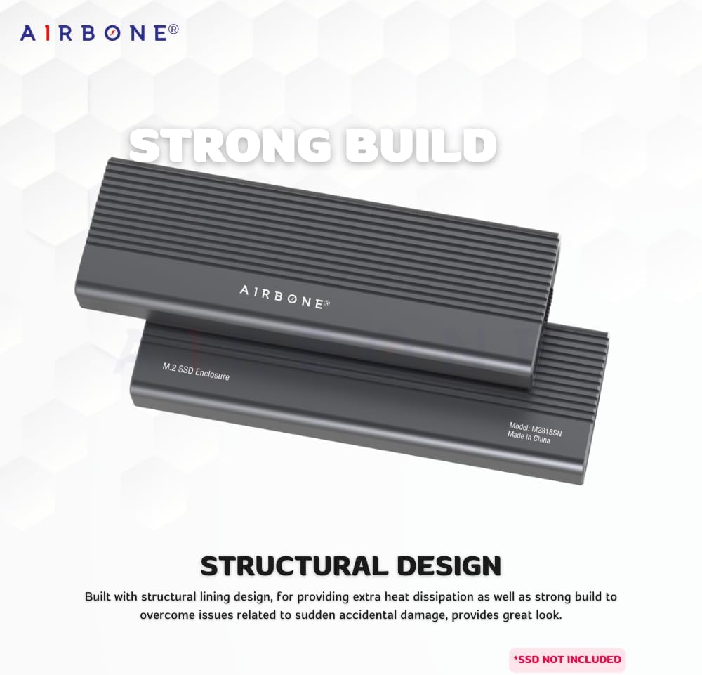 2818SN M.2 NVMe & SATA SSD Enclosure 10Gbps NVMe / 6Gbps SATA